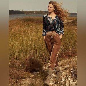 Anthropologie Faustine Velvet Peasant Blouse